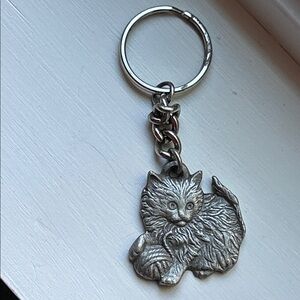 I Love My Kitten Red Heart Key Chain Vintage Rawcliffe Pewter 1984 figurine